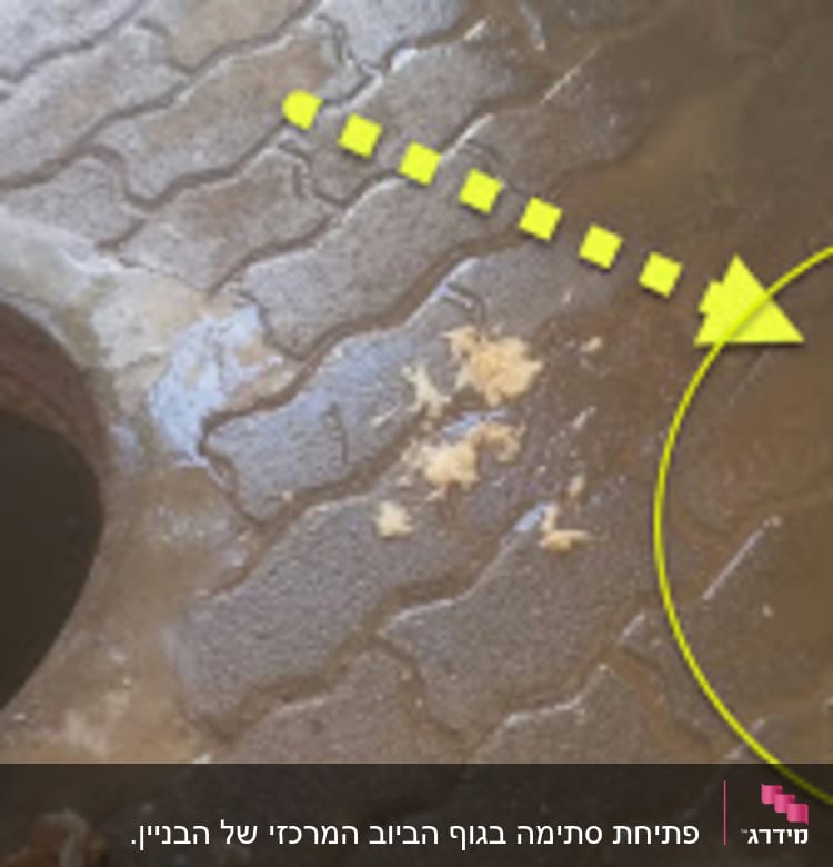 פתח ביוב עם כלי עבודה של אינסטלטור